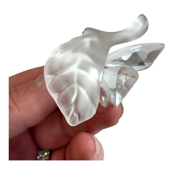 Swarovski Crystal Butterfly Figurine Frosted Leaf Retired Paperweight 7615 - Picture 4 of 7